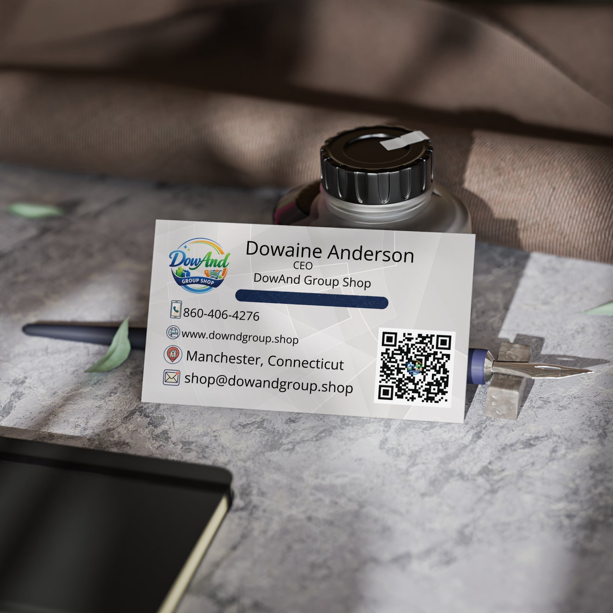 Professional CEO Business Cards — Customizable Contact Card with QR Code