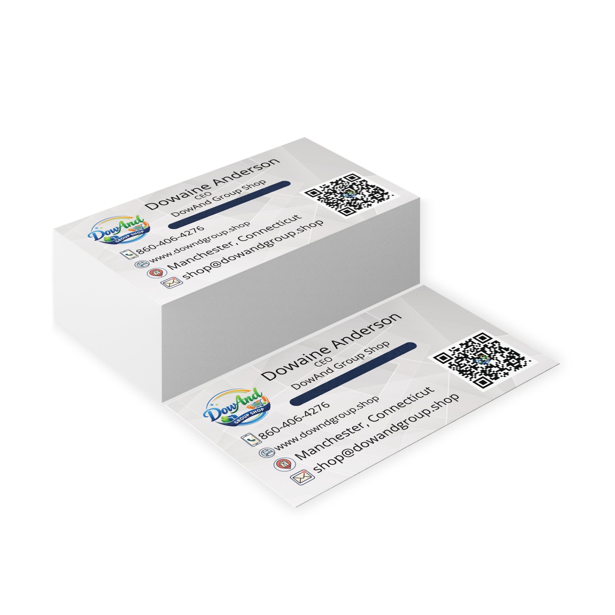 Professional CEO Business Cards — Customizable Contact Card with QR Code