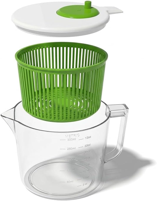 Mini Salad Spinner and Dryer With Measuring Cup Bowl, Best Rated Lettuce Spinners Single Serve, Collander with Spinner, Vegetable Washing Basket