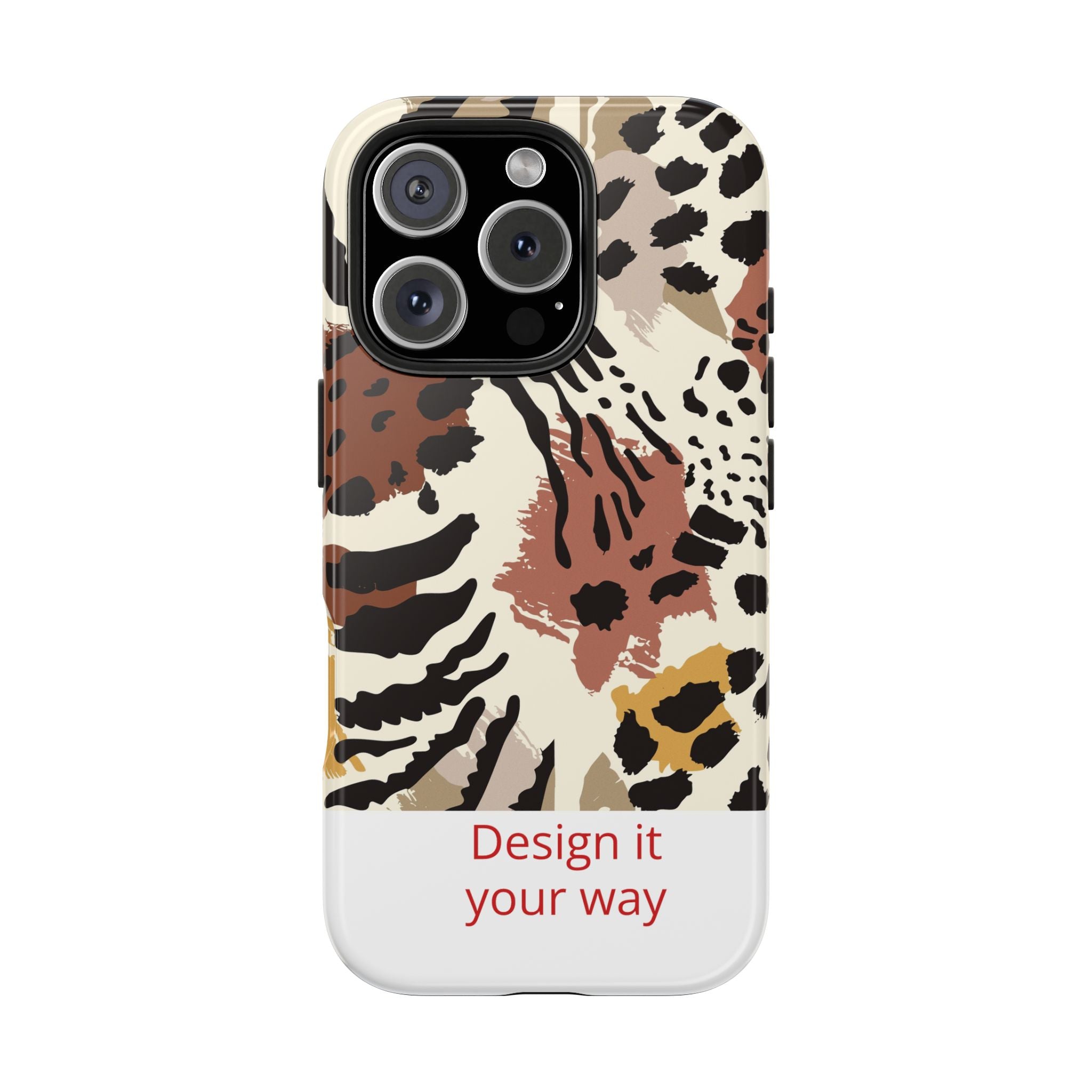 Leopard Print Tough Phone Case – Customizable “Design it Your Way” Protective Cover