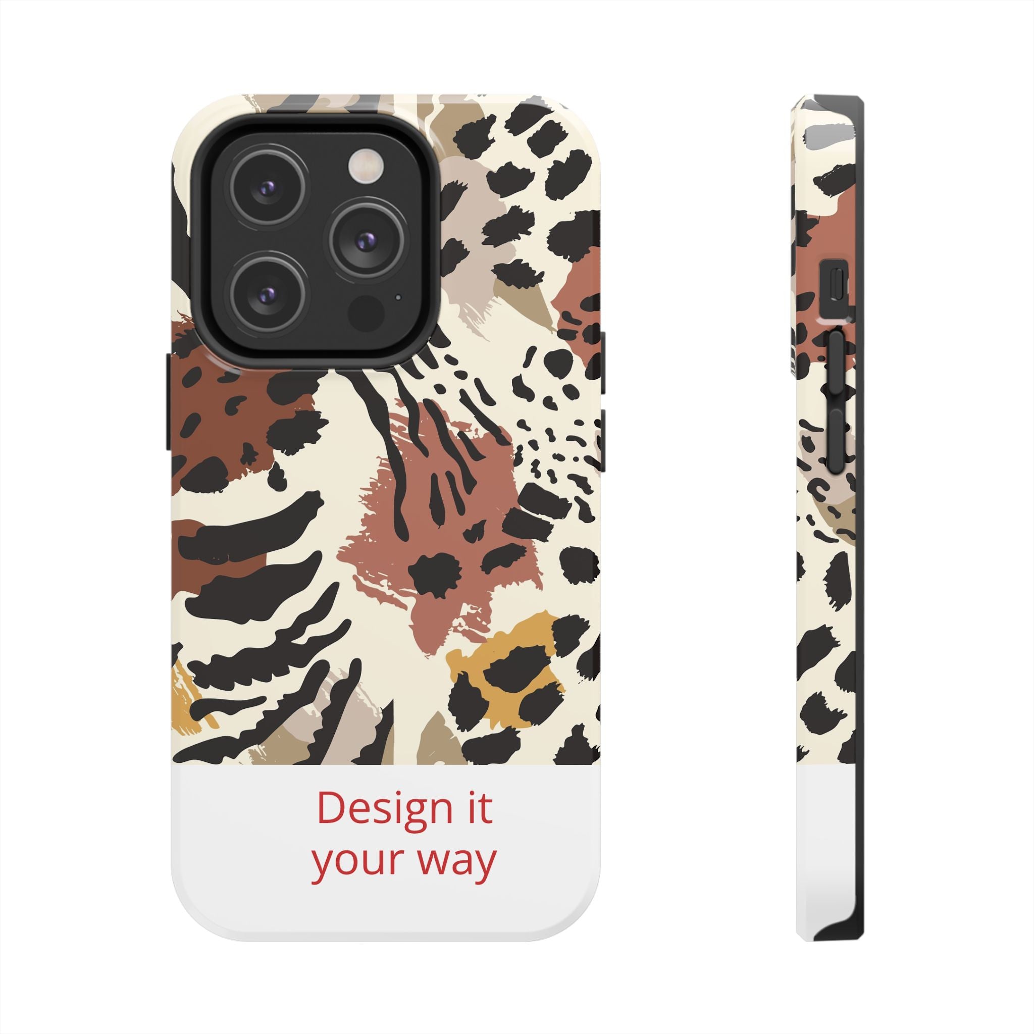 Leopard Print Tough Phone Case – Customizable “Design it Your Way” Protective Cover