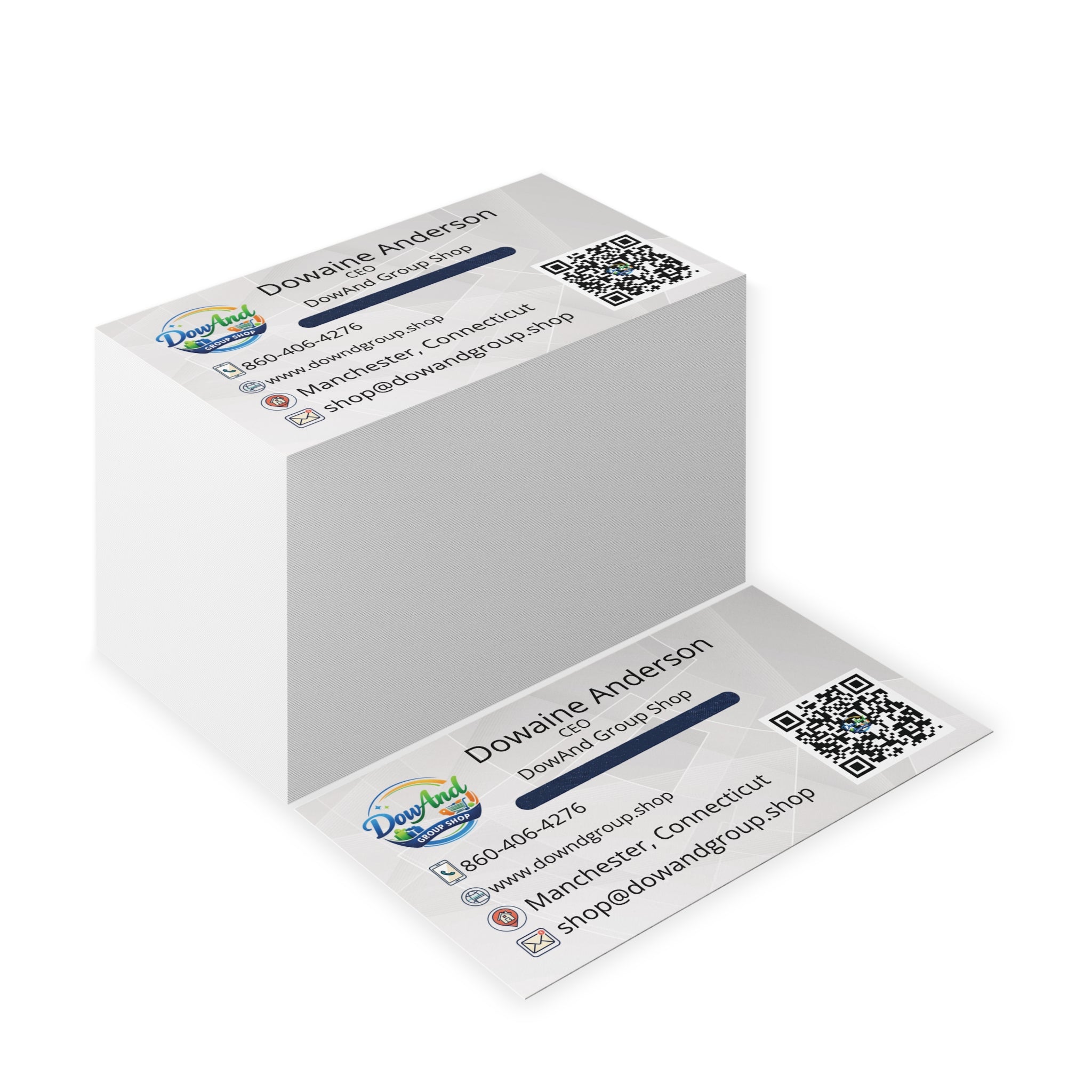 Professional CEO Business Cards — Customizable Contact Card with QR Code