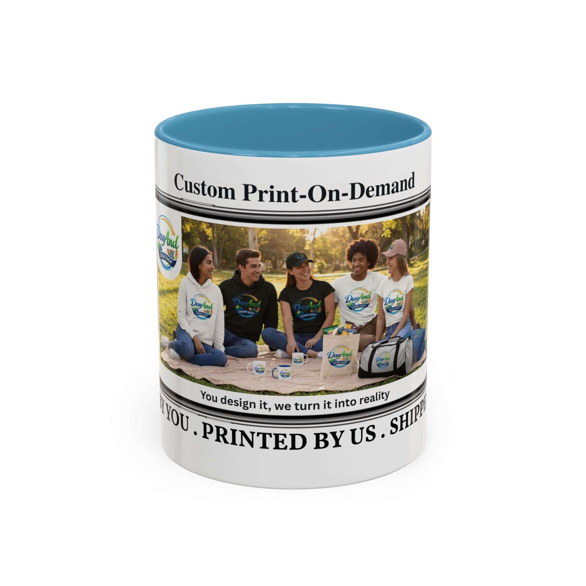 Custom Print-On-Demand Accent Coffee Mug (11/15oz) — Personalized Group Photo Design 11oz Light Blue