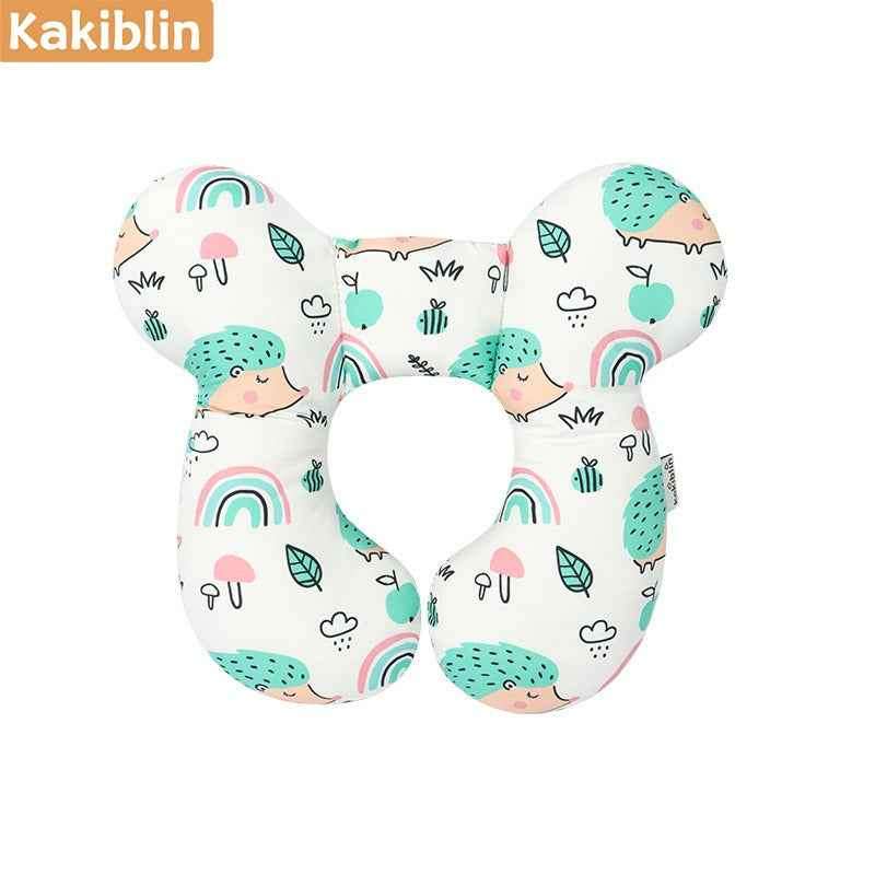 Baby head protection U-shaped pillow Green hedgehog plus size