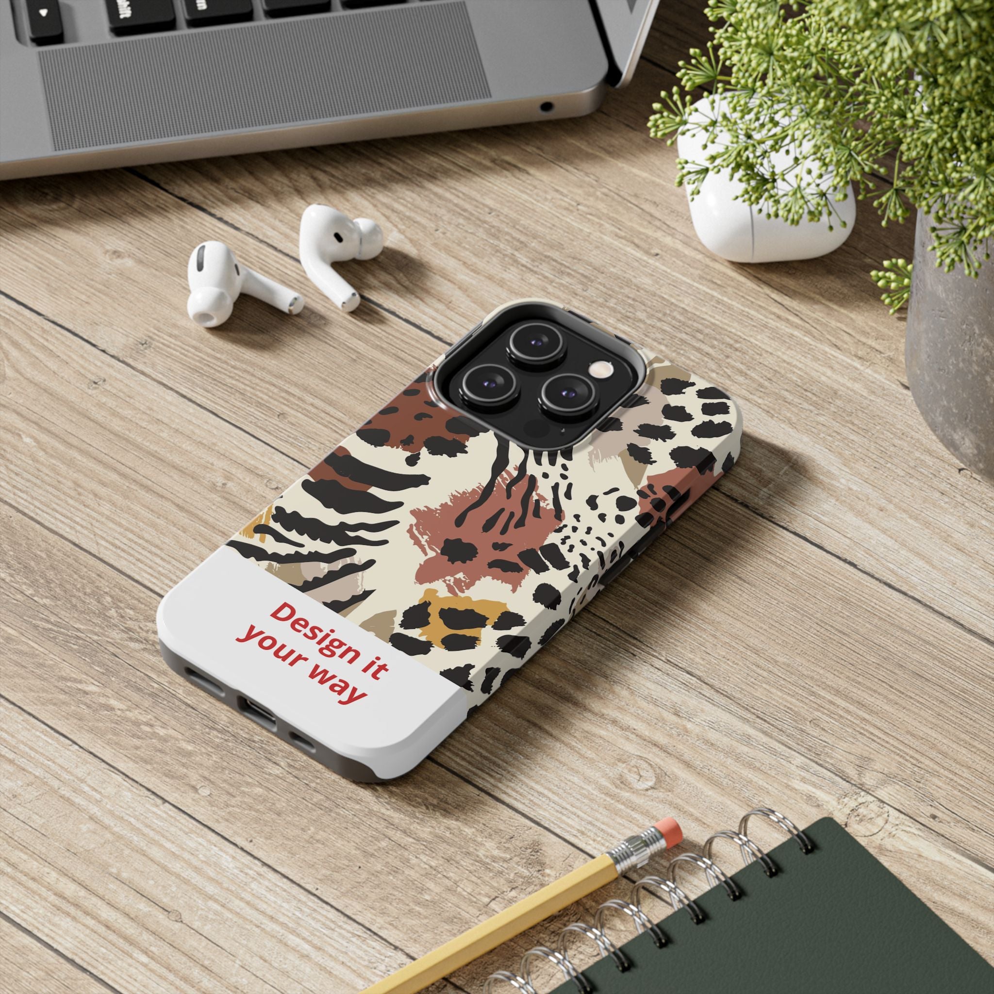 Leopard Print Tough Phone Case – Customizable “Design it Your Way” Protective Cover