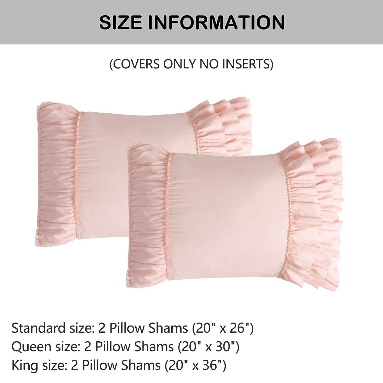 Closeout - Pack of 2 French Country Style Chic Ruffle Pillow Shams
