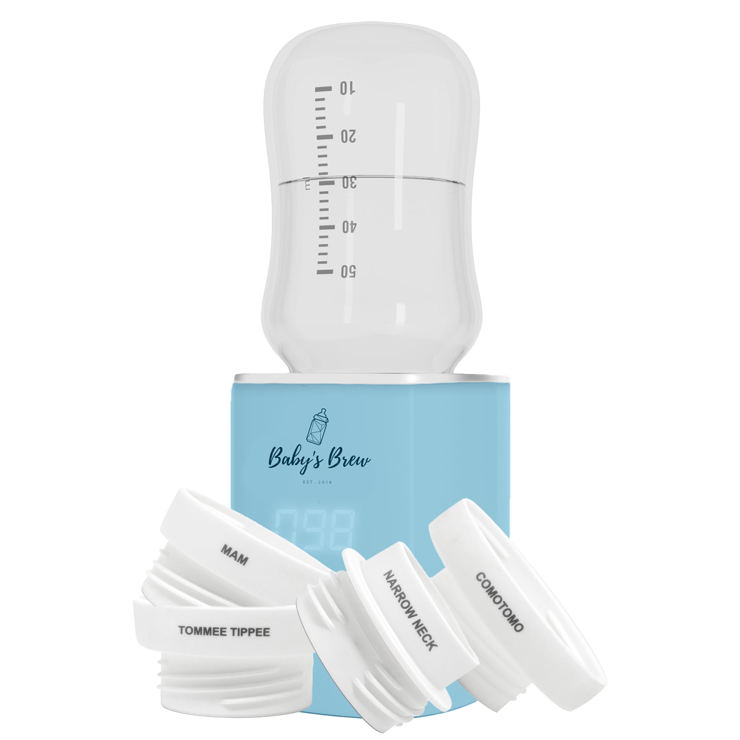 3.0 Set d'adaptateurs pour chauffe-biberon portable (Chauffe-biberon + quatre adaptateurs)