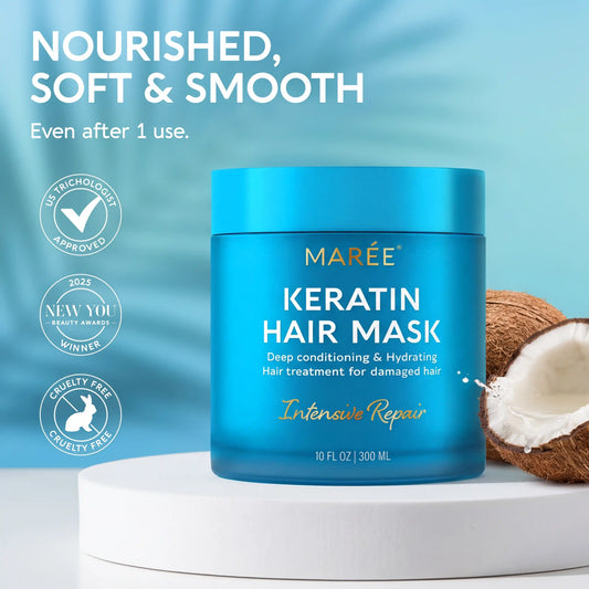 Masque à la kératine pour cheveux abîmés