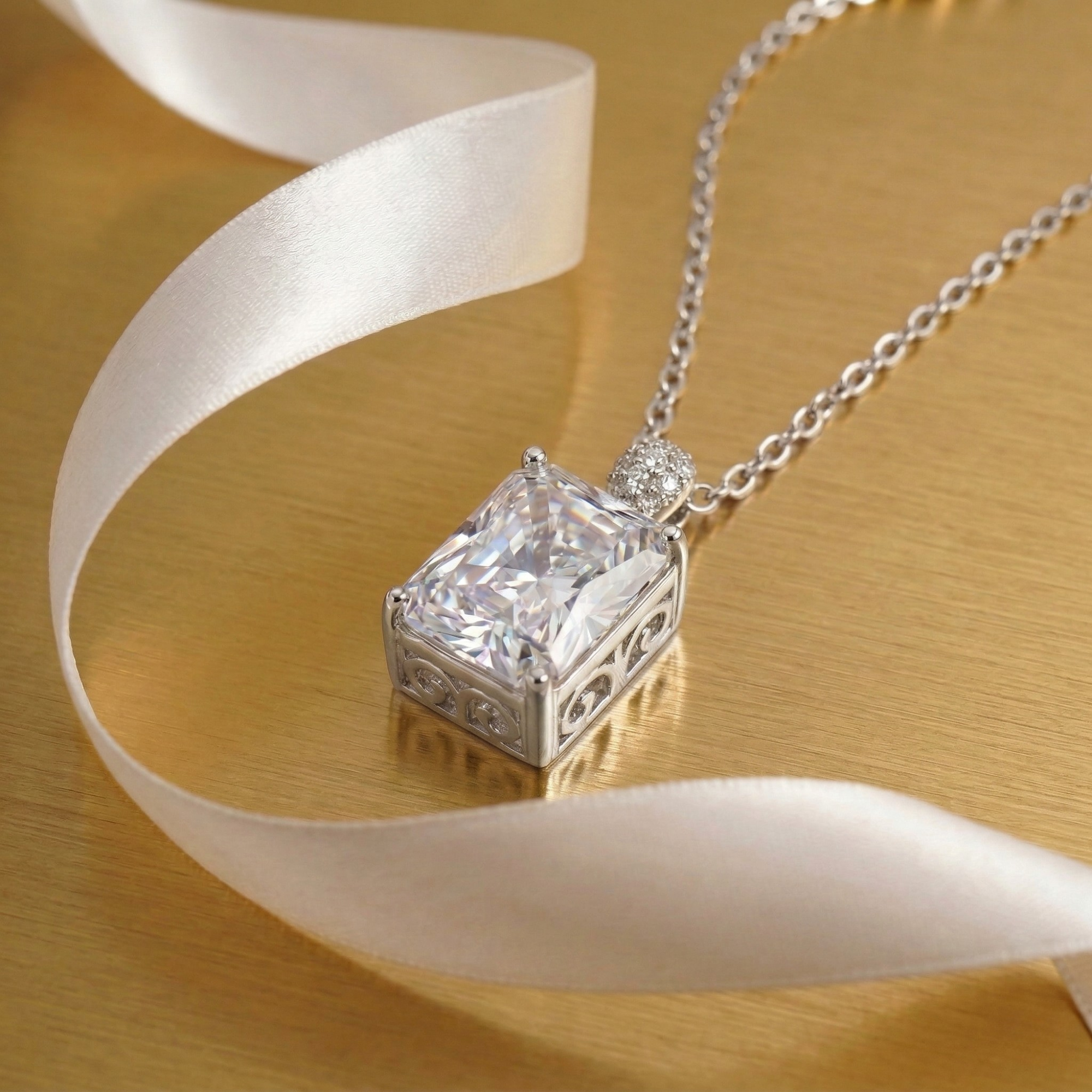 5CT (10mm) Radiant Cut Moissanite Diamond Necklace