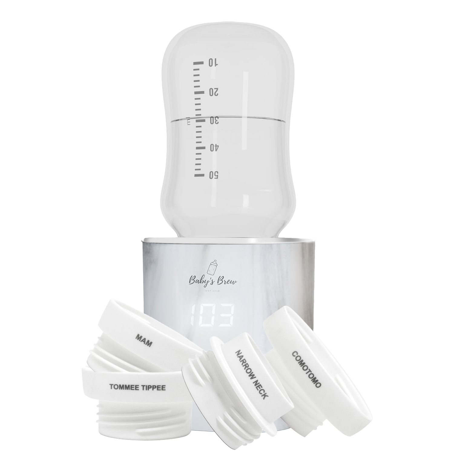 3.0 Set d'adaptateurs pour chauffe-biberon portable (Chauffe-biberon + quatre adaptateurs)