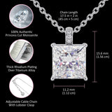 5CT (10mm) Princess Cut Moissanite Diamond Necklace