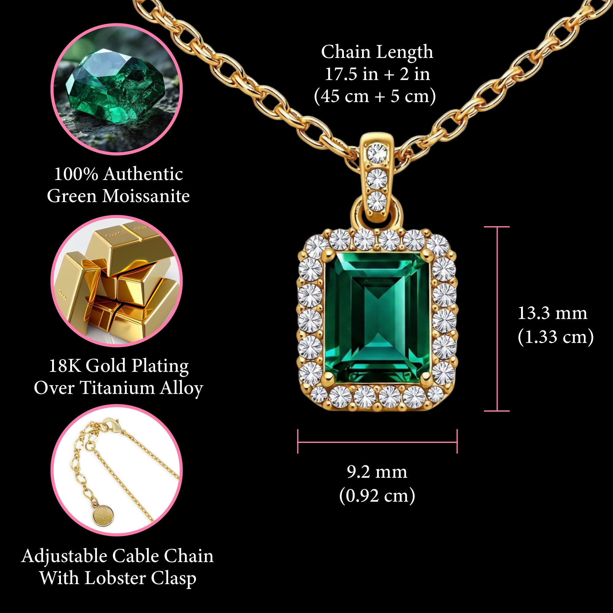 5CT (11mm) Royal Emerald Moissanite Necklace