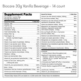 Boisson diététique Biocare à la vanille, 30 g de protéines (14 portions)
