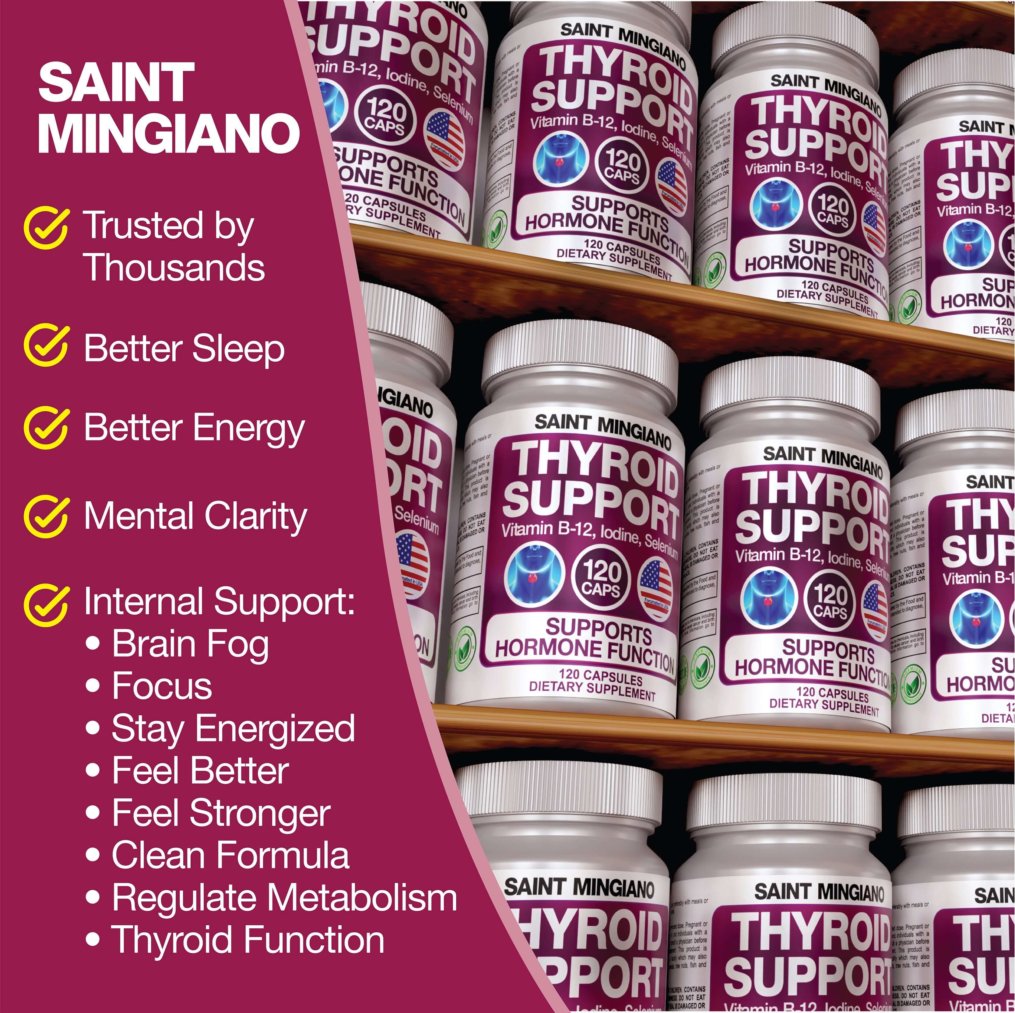 Thyroid Support Supplement with Iodine |120 Capsules to Help Body Mass & Improve Energy