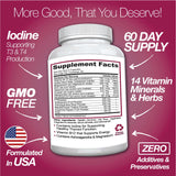 Thyroid Support Supplement with Iodine |120 Capsules to Help Body Mass & Improve Energy
