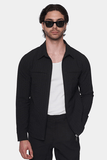 The Luxe Zip Jacket (Black Pinstripe)