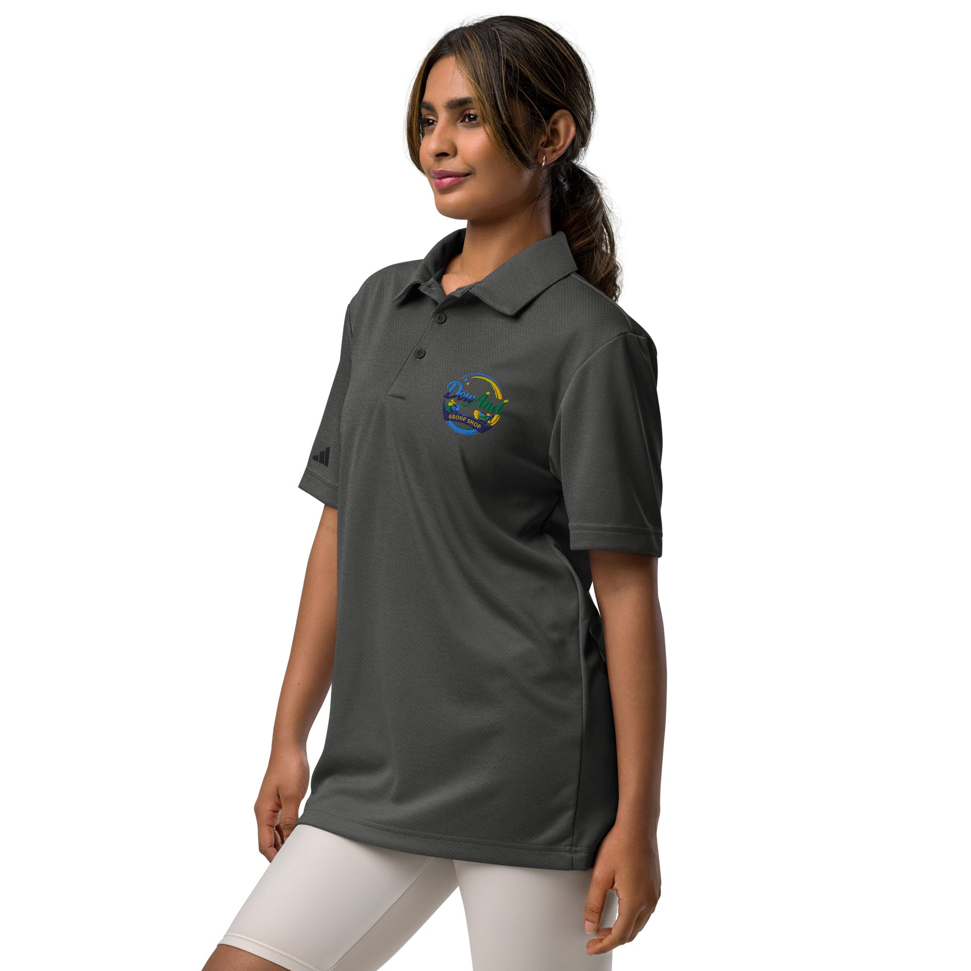 Adidas space-dyed polo with custom company logo print