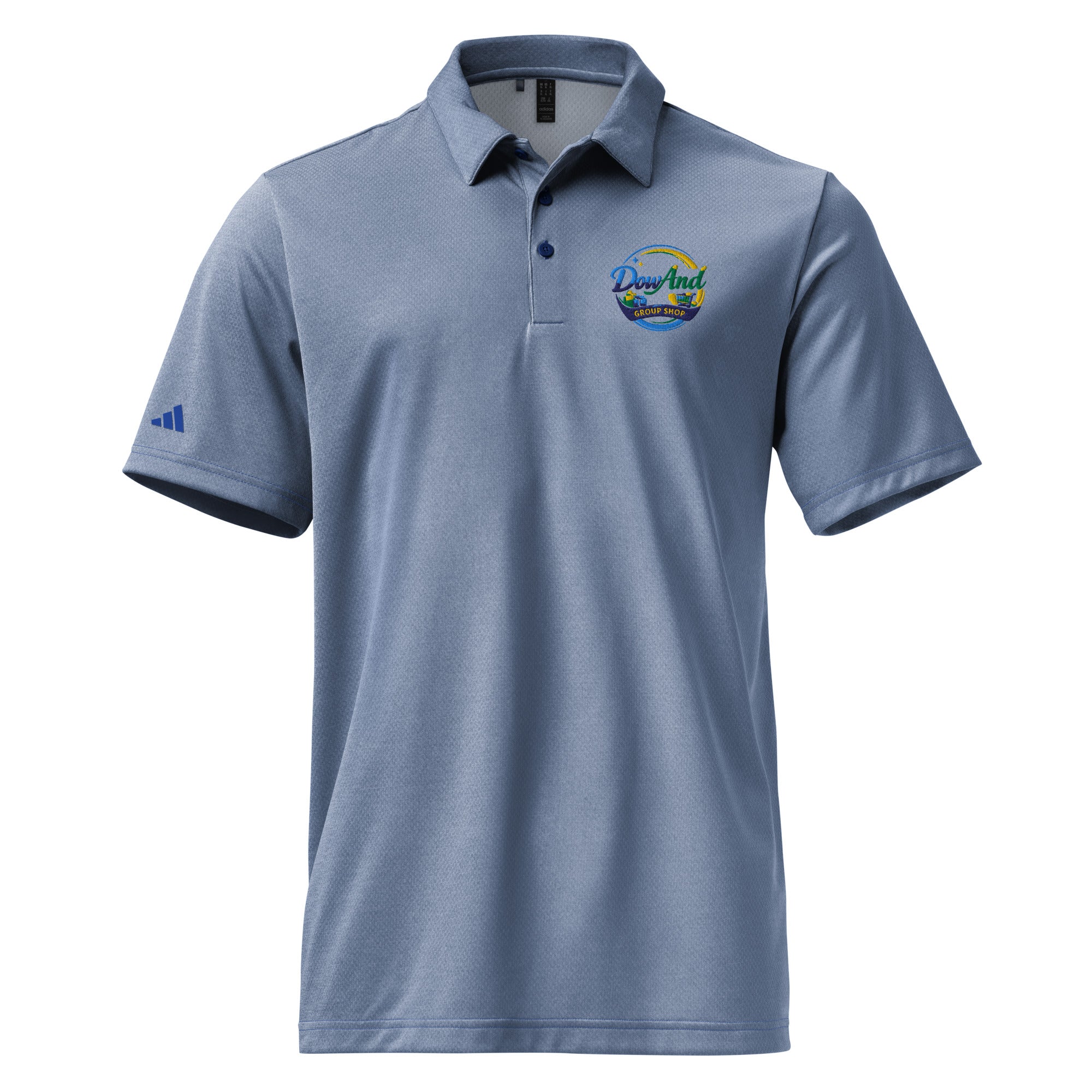 Adidas space-dyed polo with custom company logo print Collegiate Royal Melange