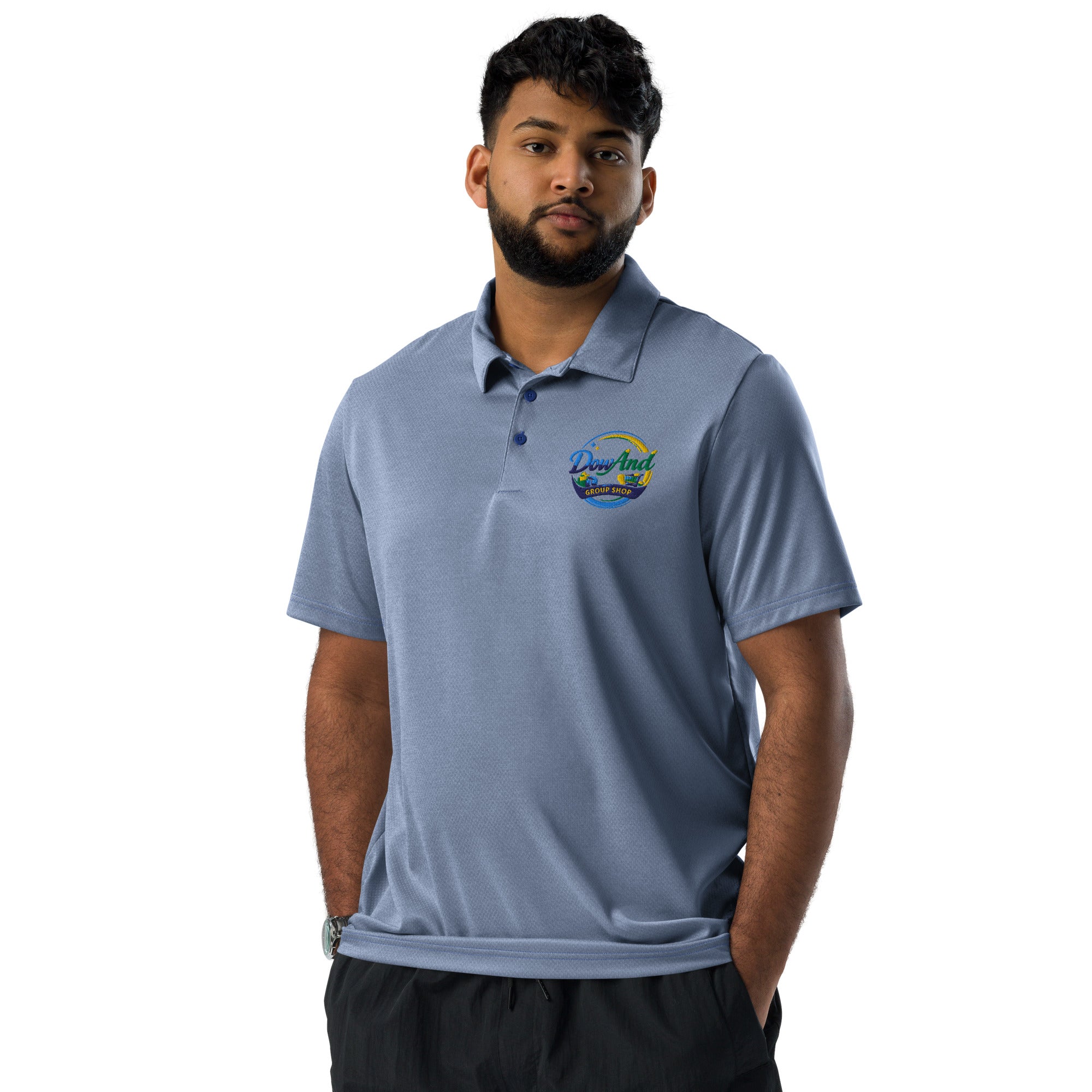 Adidas space-dyed polo with custom company logo print