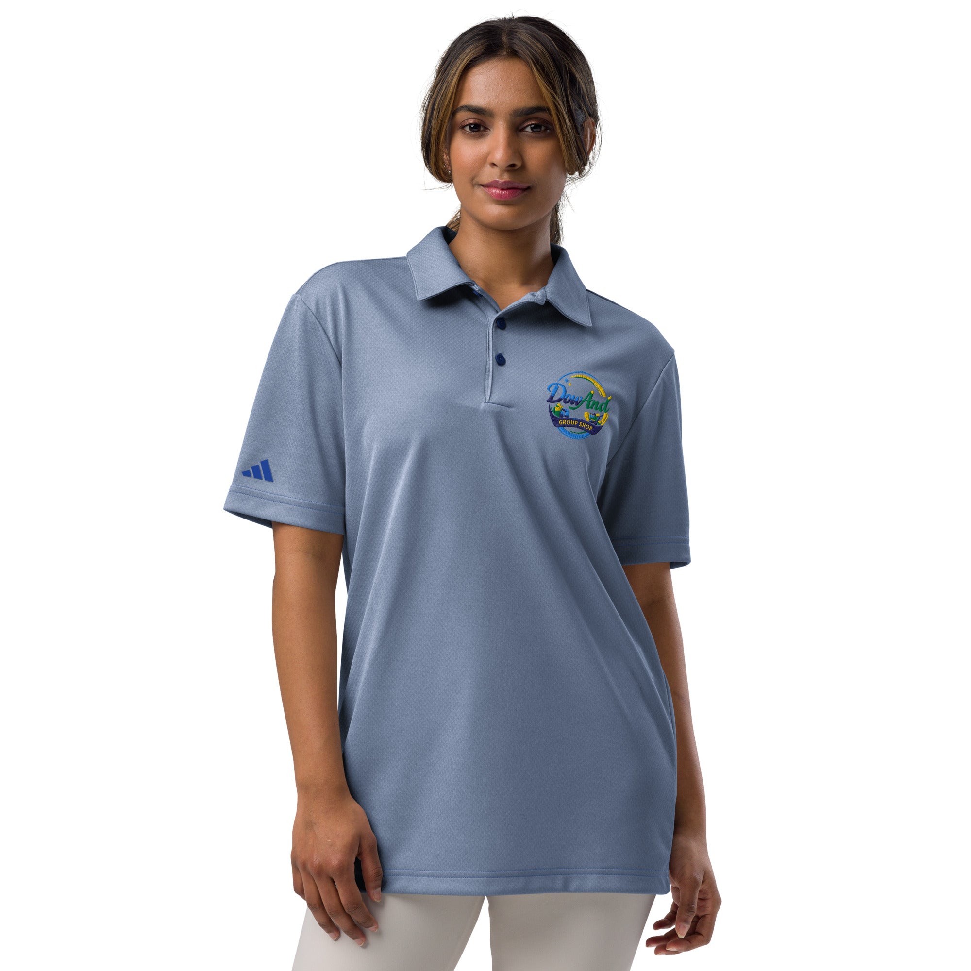Adidas space-dyed polo with custom company logo print