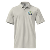 Adidas space-dyed polo with custom company logo print Grey One Heather