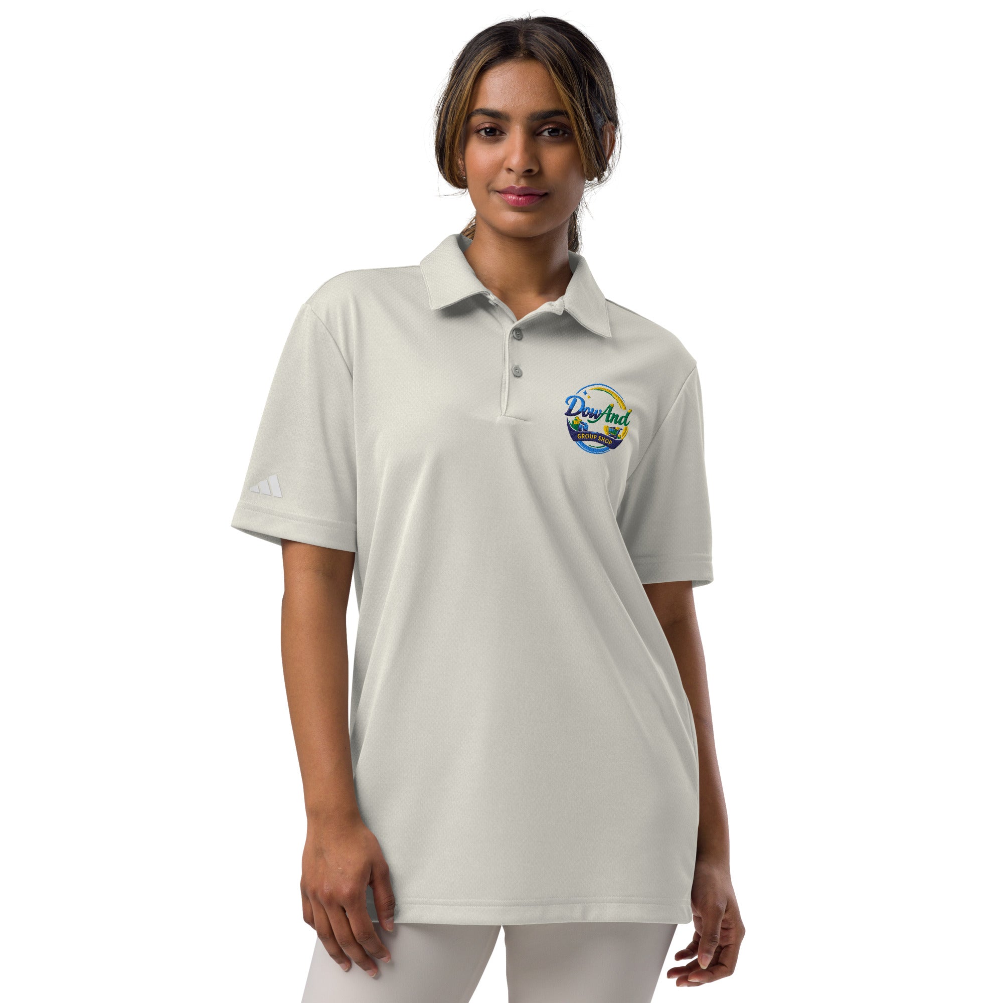 Adidas space-dyed polo with custom company logo print