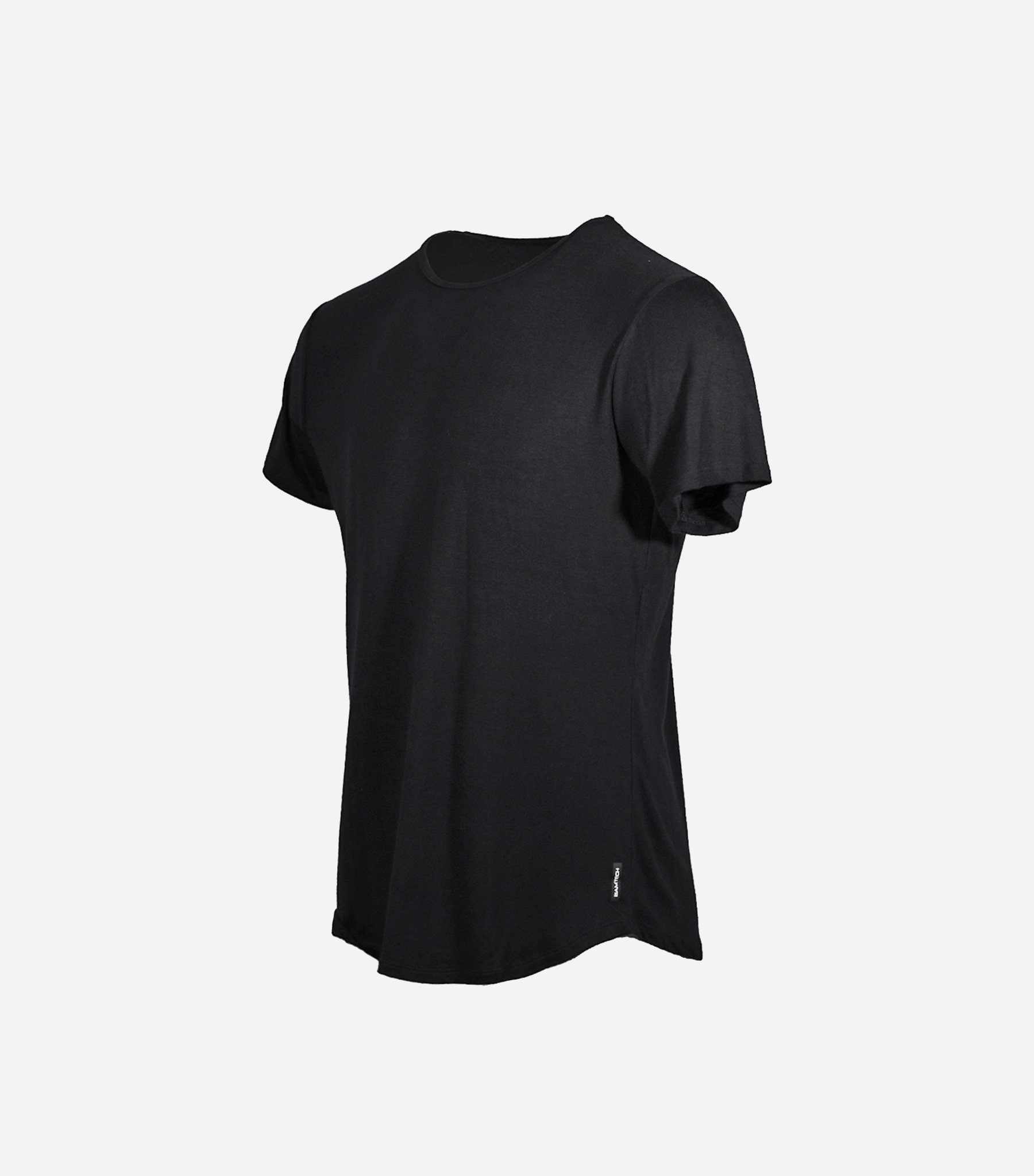 Bamboo Swift Curve-Hem T-Shirt - Heather Grey Black