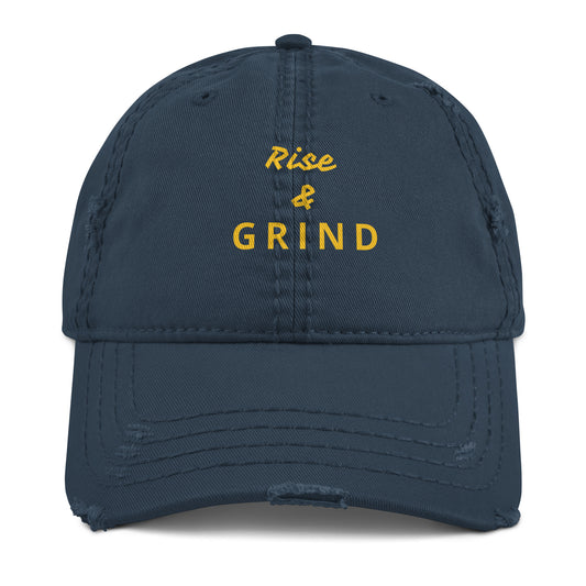 Distressed Dad Hat with embroidered design Navy