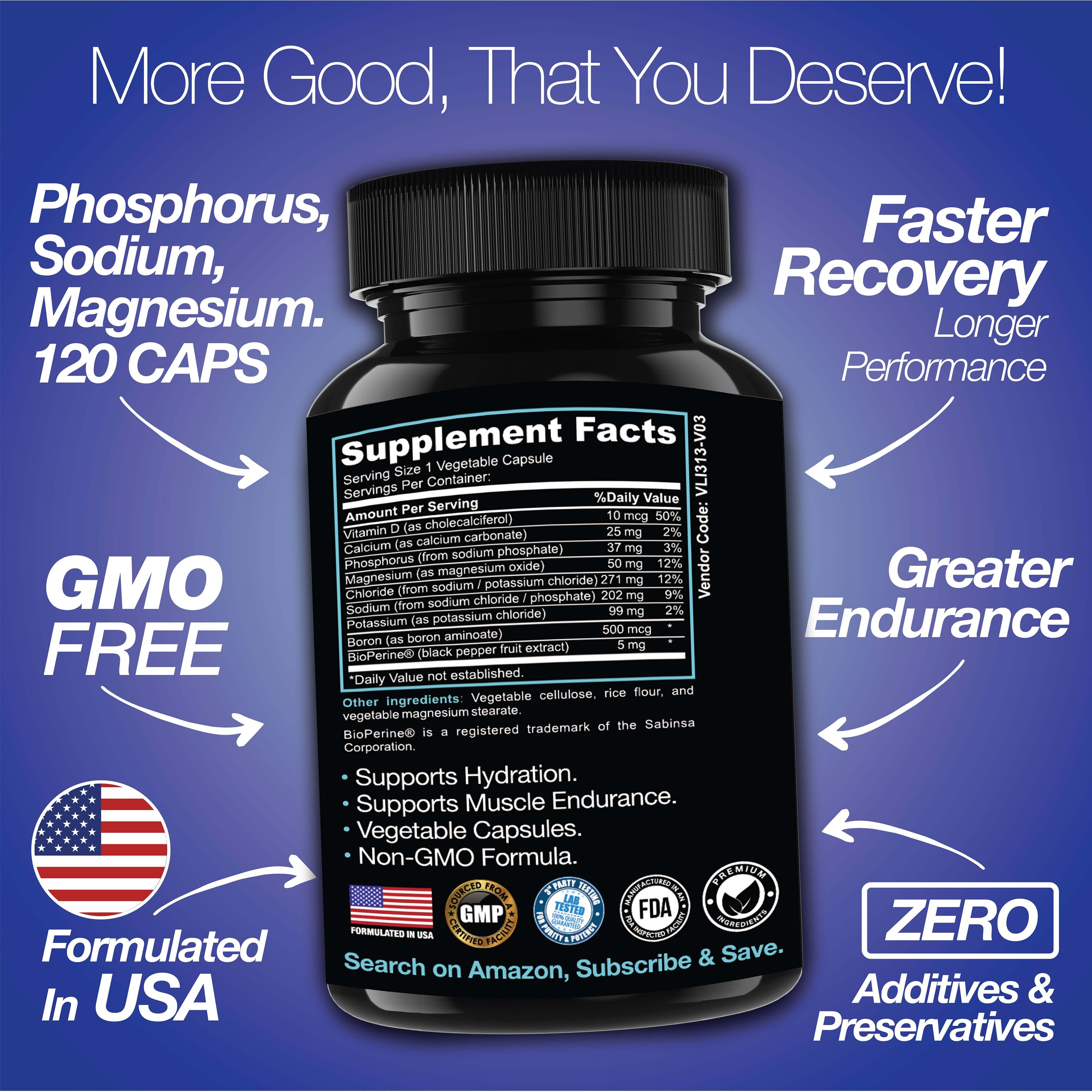 Rapid Rehydr8 Electrolyte Supplements 100 Capsules – Aid in The Prevention of Cramping and Supports Muscle Endurance and Recovery