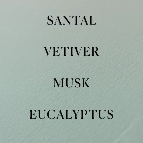 Text on a textured light green background with scents listed.