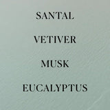 Text on a textured light green background with scents listed.