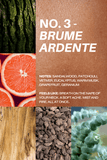 Product packaging for 'Brume Ardente' with natural elements and text details.