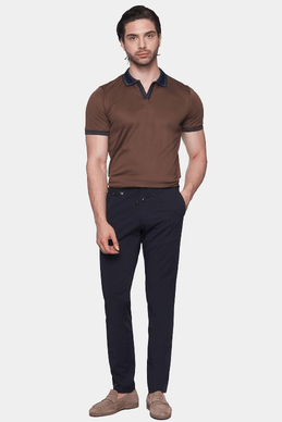 The Mercerized Cotton Open Polo (Chocolate)