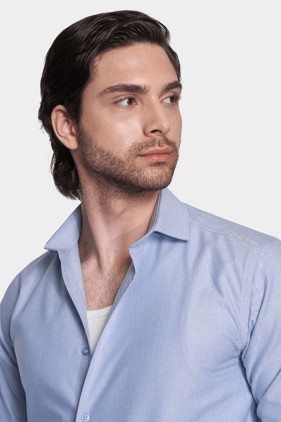 Premium Cotton Dress Shirt (Light Azure)