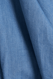 Versatile Light Blue Denim Dress Shirt