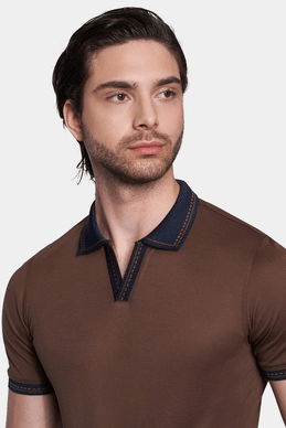 The Mercerized Cotton Open Polo (Chocolate)