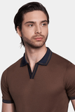 The Mercerized Cotton Open Polo (Chocolate)