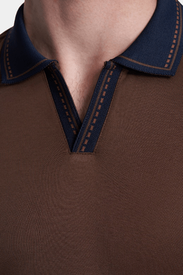 The Mercerized Cotton Open Polo (Chocolate)