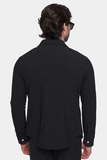 The Luxe Zip Jacket (Black Pinstripe)