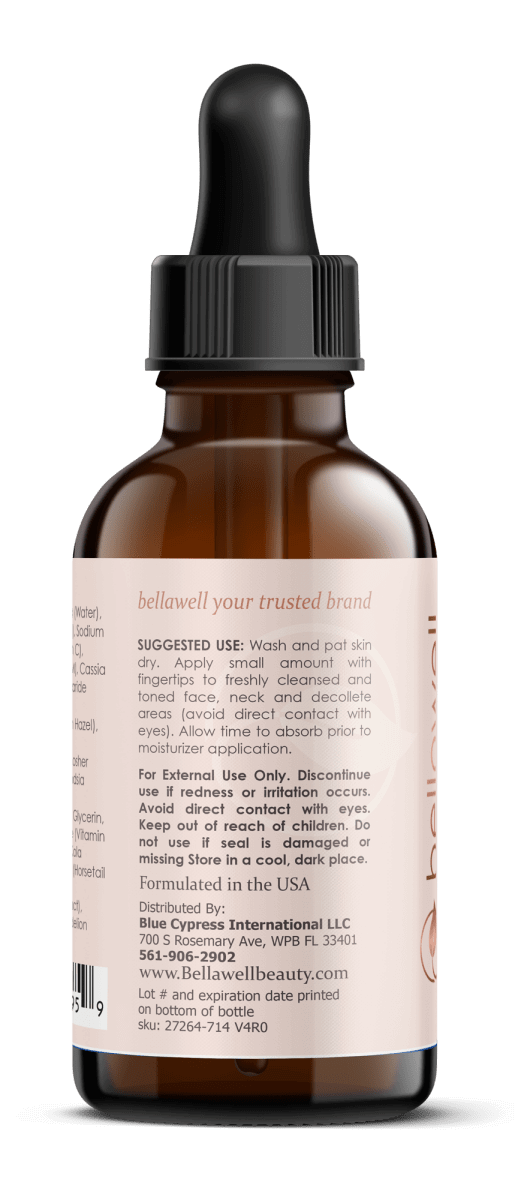 Vitamin C Serum for Face With Hyaluronic Acid, Vitamin E, Aloe Vera, and Jojoba oil 2 fl oz by Bellawell
