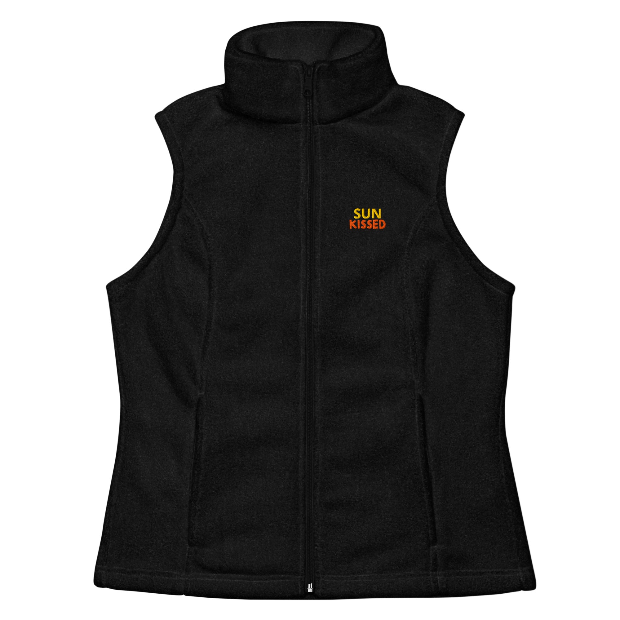 Women’s Columbia fleece vest with custom print design Black